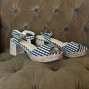 Plaid Gingham Clog Platform Shoes Size 9